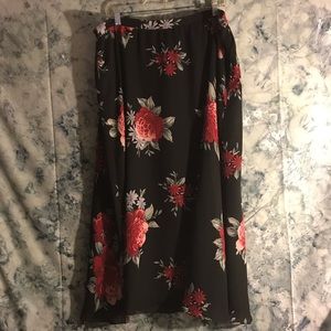 Black skirt with large red flowers